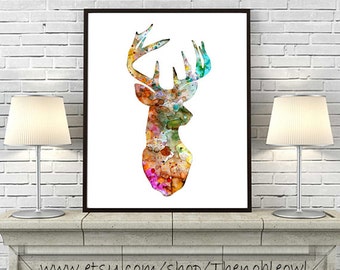 Watercolor Deer Art Print, Watercolor Print, Watercolor Illustration Art, Animal Art, Home Decor Wall Art - 141