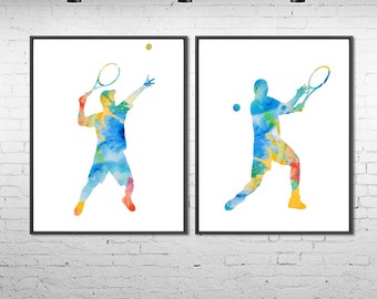 Tennis wall art, tennis print, tennis poster, tennis gifts, sport print set, nursery sport prints, sports art set, sport decor - Z47