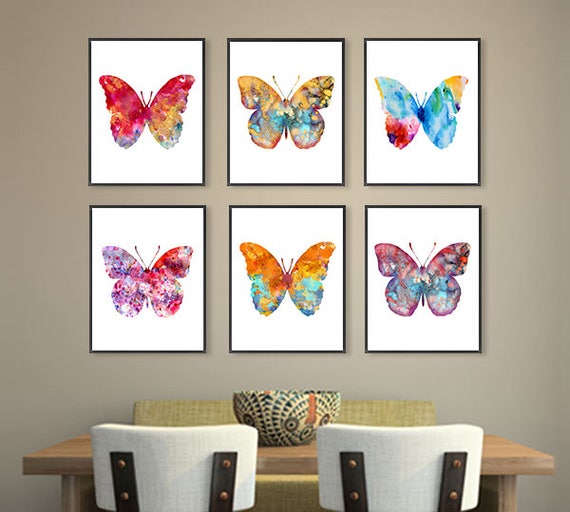 Watercolor butterfly art print set butterflies painting | Etsy