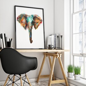 Elephant Watercolor Animal Painting, Colorful African Animal Art, Nature Home Wall Decor, Watercolor Art Print R57 image 6