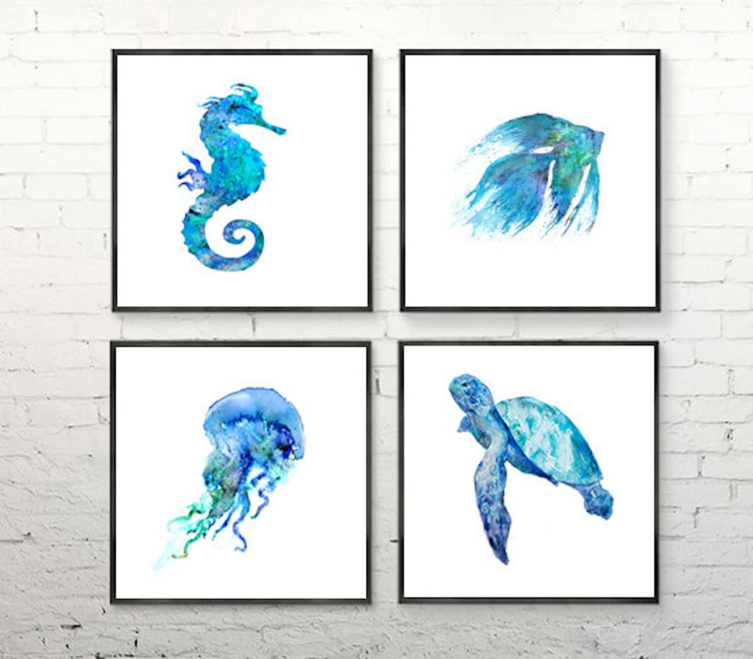 Blue Coastal Wall Art Coastal Wall Decor Nautical Art Print Etsy