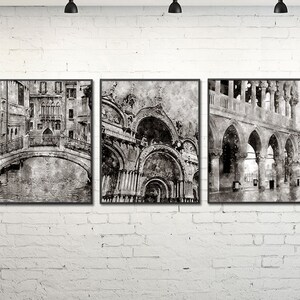 City print, Venice skyline, Venice cityscape, Venice print, Venice posters, Venice travel print, travel decor, Venice wall print set of 3
