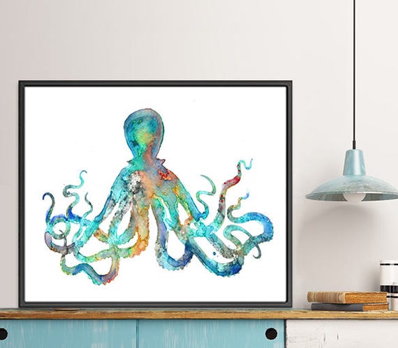 Ocean art Octopus Art Print Watercolor Octopus Painting | Etsy