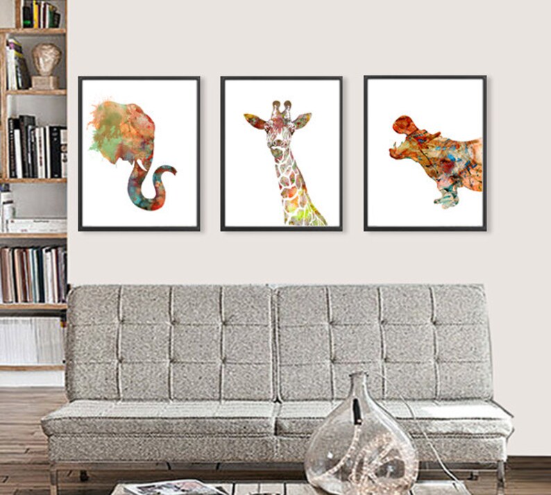 Watercolor Art Print Animal Art Wall Prints Kids decor | Etsy
