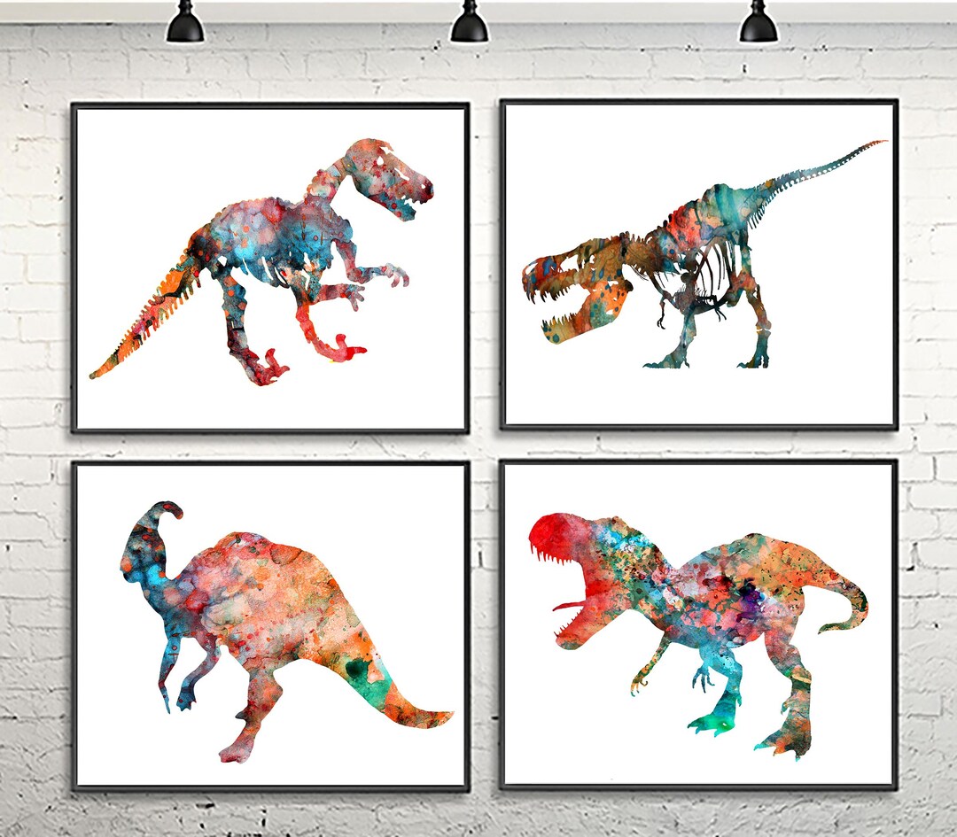 Dinosaur Art Print Set: Baby Nursery Prints, Kids Playroom Decor, S6 - Etsy
