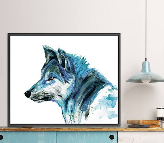 Watercolor wolf art print North wolf painting wolf woodland | Etsy