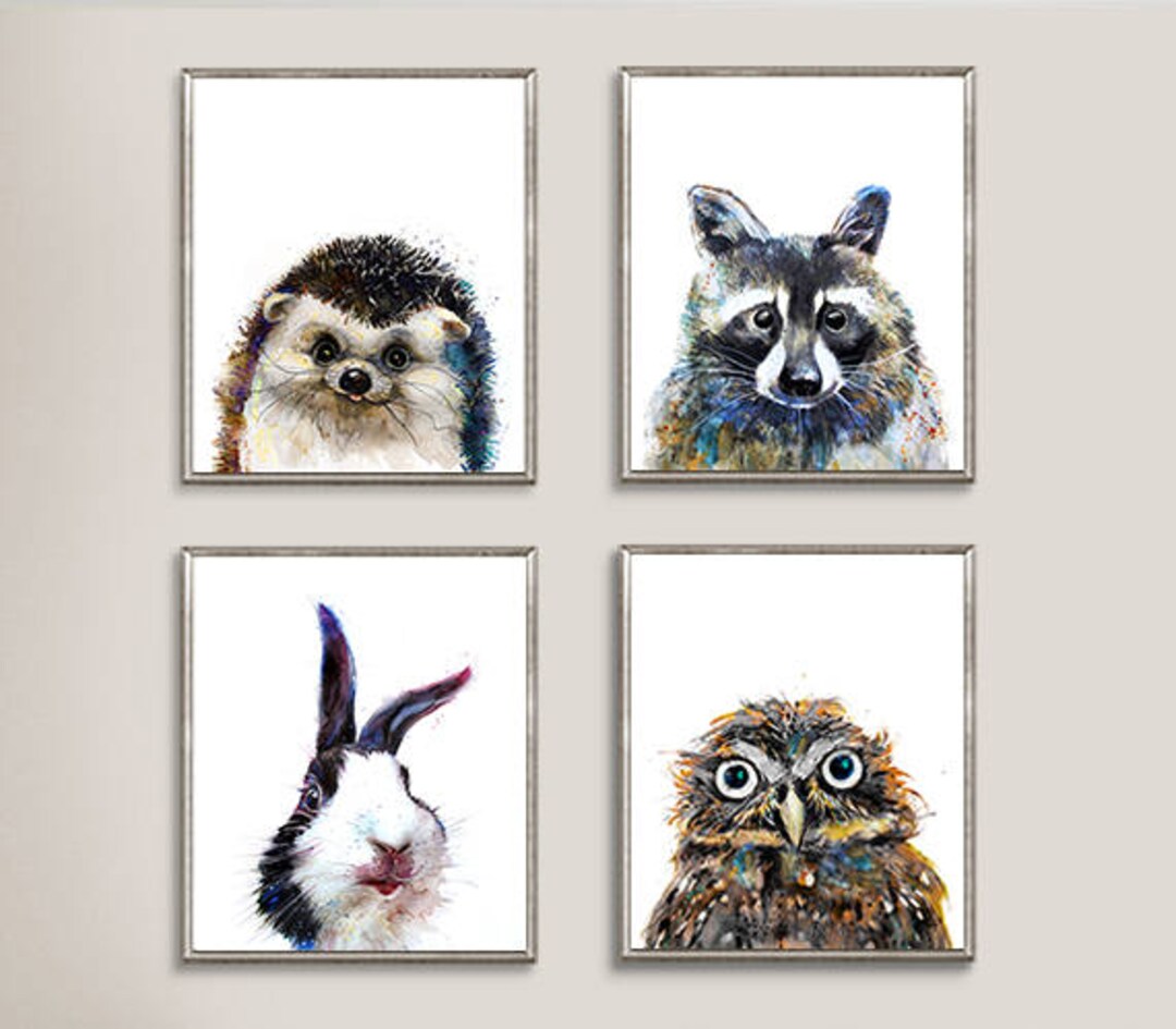 Nursery Animals, Nursery Prints, Watercolor Print Set, Woodland Nursery ...