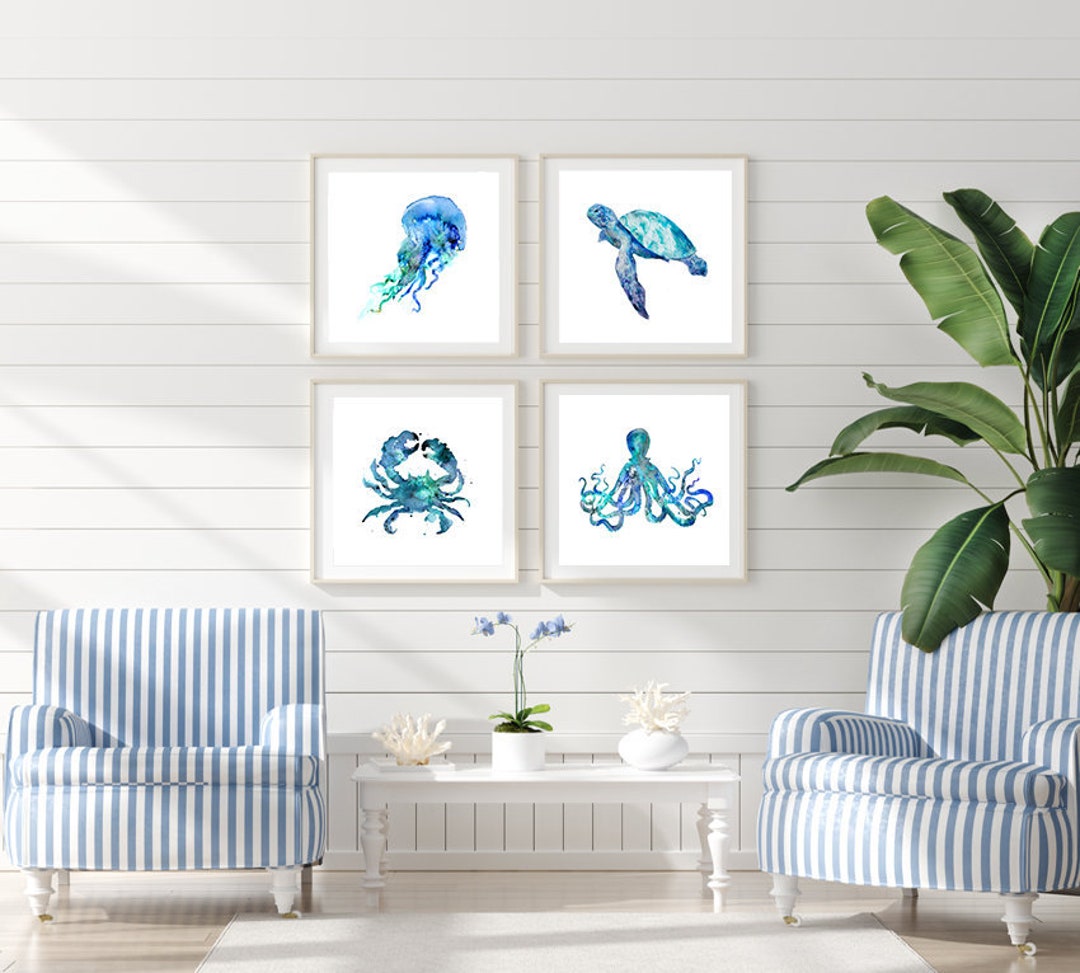 Coastal Wall Art, Coastal Wall Decor, Nautical Art Print Set Beach Wall ...