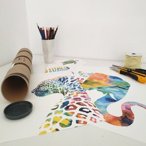 Estampados de animales de safari en acuarela: Decoración colorida para la pared de la habitación de los niños, juego de 10 - S52 imagen 7