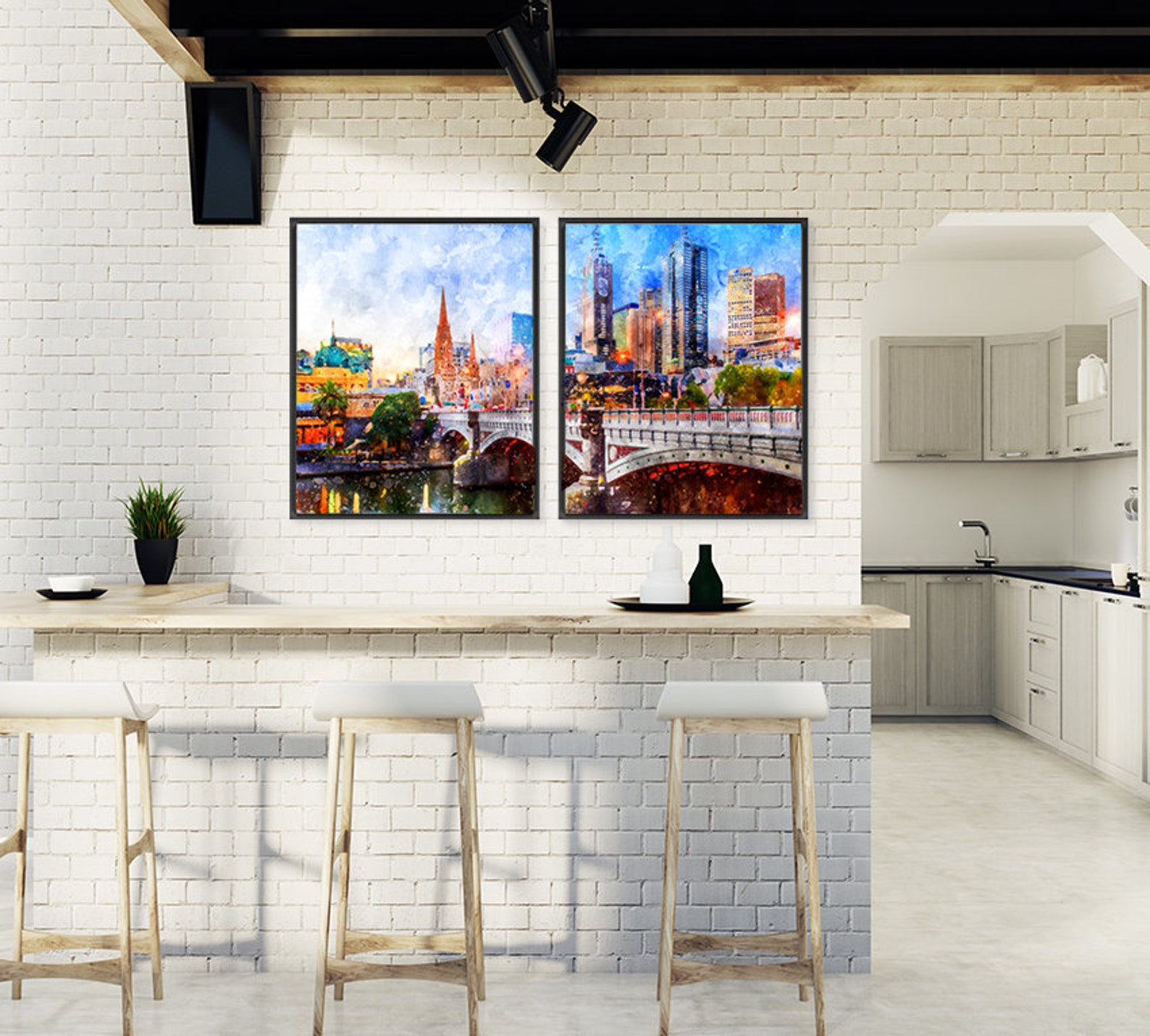 Melbourne City Art Print Melbourne Poster Melbourne Skyline Etsy