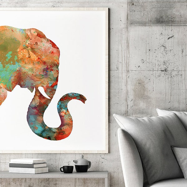 Elephant Artwork, Watercolor Animal Painting, Jungle Animal Art, Elephant Wall Decor, Safari Home Decor - 179