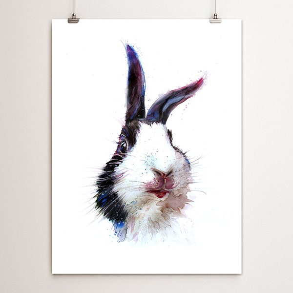 Watercolor Rabbit Print: Animal Nursery Wall Art, R70