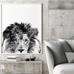 Black Lion Print Black White Art Black Print Black White - Etsy