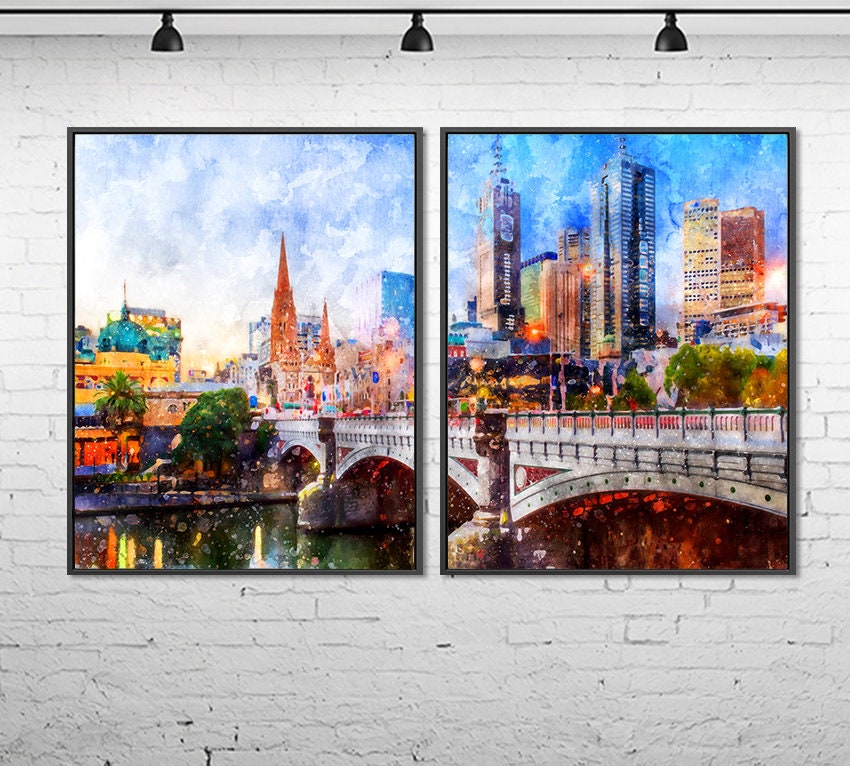 Melbourne City Art Print Melbourne Poster Melbourne Skyline Etsy
