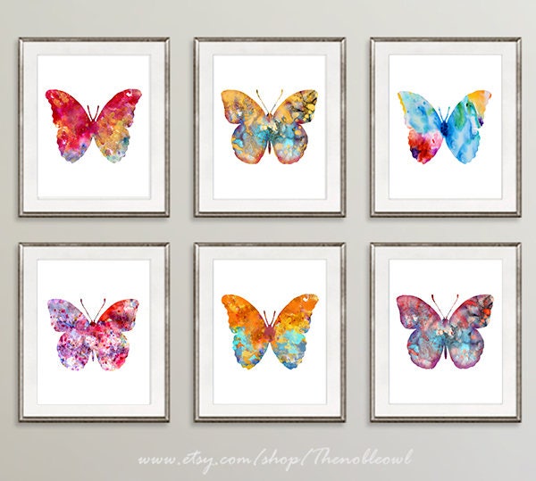 Watercolor Butterfly Art Print Set: Colorful Insect Wall Decor - S23 - Etsy