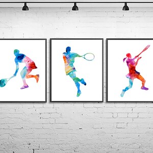 Tennis wall art, tennis print, tennis poster, tennis gifts, sport print set,  nursery sport prints, sports art set, sport decor - Z24