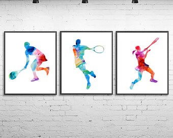 Tennis wall art, tennis print, tennis poster, tennis gifts, sport print set,  nursery sport prints, sports art set, sport decor - Z24