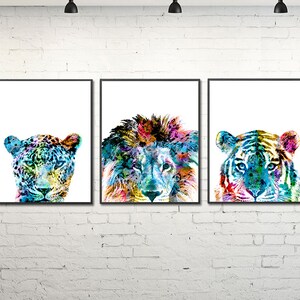 Decoración infantil de safari con animales salvajes: Set de león, tigre y leopardo - S210