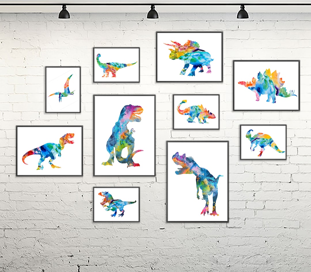 Nursery Art, Nursery Prints, Dinosaur Watercolor Print, Dinosaur Print ...