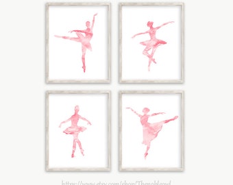 Watercolor pink nursery decor baby girl art nursery ballerina print, dance poster, pink print set, ballet decor, girl wall art nursery - Z11