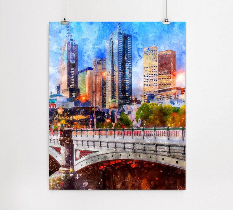 Melbourne City Art Print Melbourne Poster Melbourne Skyline Etsy