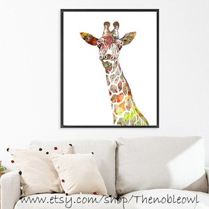Giraffe Art Print Animal Watercolor Painting Kids Wall - Etsy