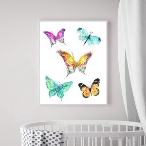 Watercolor print, butterflies art, butterfly print, nature artwork, colorful decor, baby gift, watercolor butterfly, nursery print - F243