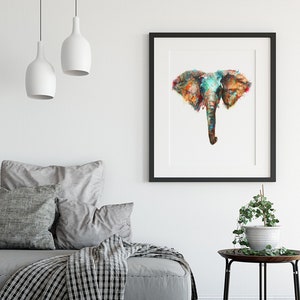 Elephant Watercolor Animal Painting, Colorful African Animal Art, Nature Home Wall Decor, Watercolor Art Print R57 image 5