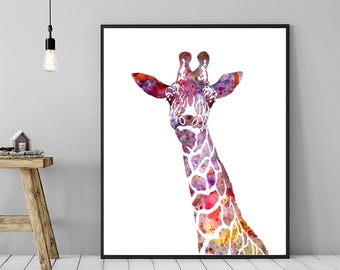 Watercolor Giraffe Print: Jungle Nursery Animal Wall Art, 126