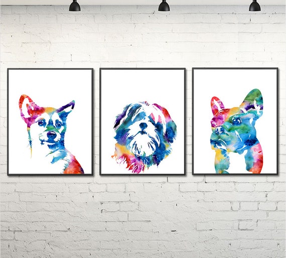 Nursery Dog Art Print 3 Dogs Print Watercolor Dog Poster Painting Dogs Pet Art Animal Art Dog Portrait Veterinary Wall Decor F18 Etsy Canada