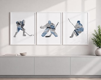 Hockey Painting Print Set: Sports Nursery Decor - Z56