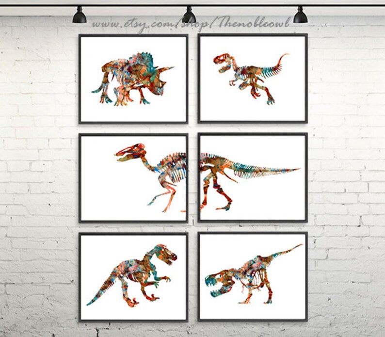 Dinosaur Prints Dinosaurs Bones Nursery Art Print Set - Etsy