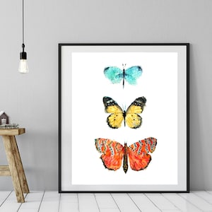 Watercolor Butterfly Painting Print: Colorful Home Wall Art - F238