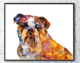 Bulldog watercolor print, Bulldog portrait, dog print, dog poster, doglover gift, memorial pet gift, dog wall art, dog decor