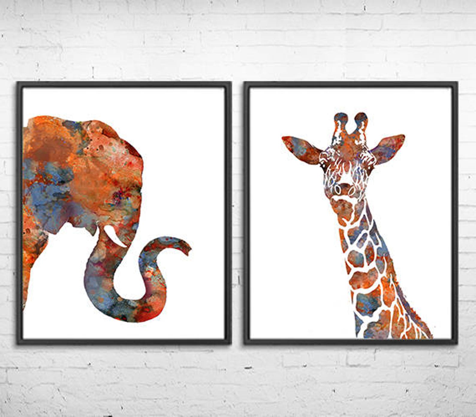 Watercolor Animals Print African Animal Art Print Jungle - Etsy