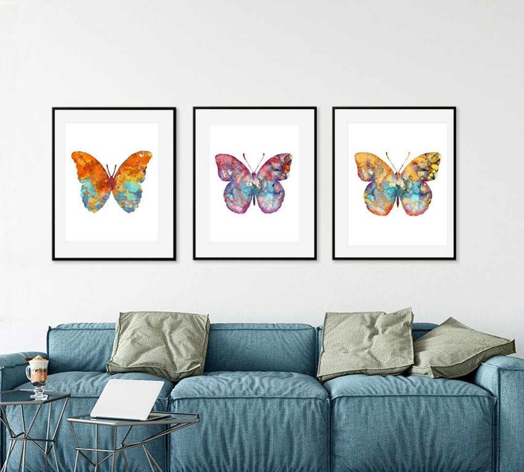 Watercolor Butterfly Art Print Set: Nature Wall Decor, Set of 3 - 66/68 ...
