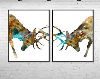 Watercolor Deer Art Print: Wildlife Animal Wall Decor, H132