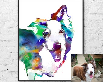 Watercolor custom pet portrait FROM PHOTO, watercolour dog portrait, custom dog art, pet memorial gift for dog owner, dog lover