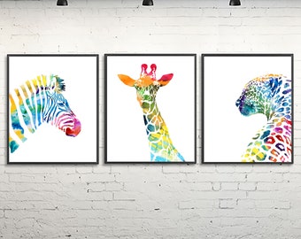 Kids Animal Prints Watercolor Nursery Prints Giraffe Zebra - Etsy Kids Animal Prints Watercolor Nursery Prints Giraffe Zebra - Etsy