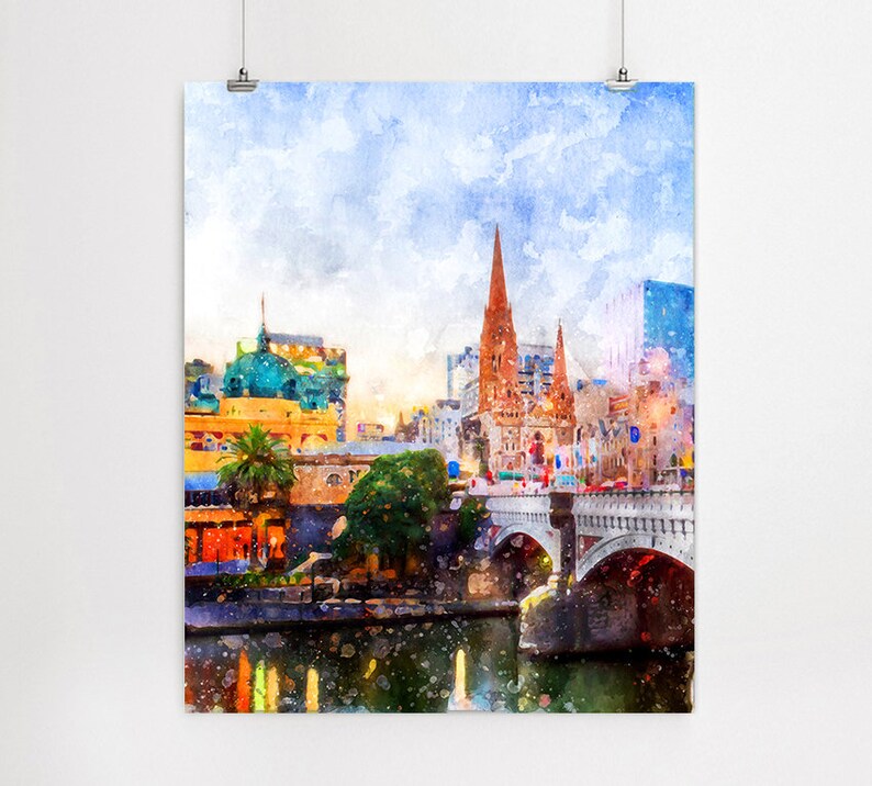 Melbourne City Art Print Melbourne Poster Melbourne Skyline Etsy