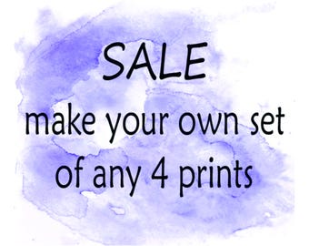 Choose Any 4 Watercolor Art Prints: Kids Room Decor