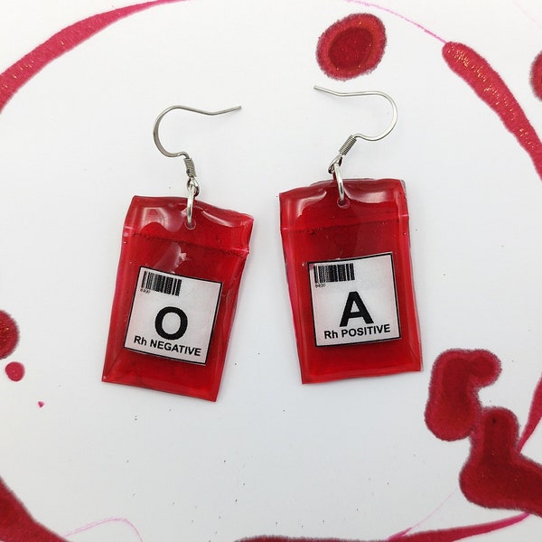 Boucles d'oreilles uniques TRANSFUSION BLOOD BAG - Libérez le vampire qui sommeille en vous