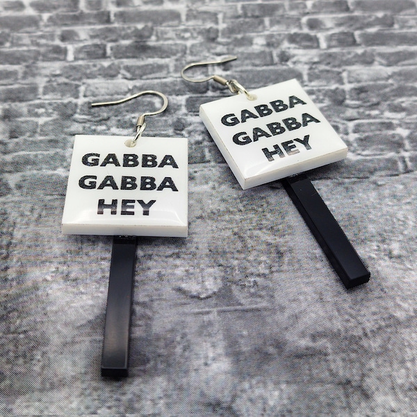 GABBA GABBA HEY Earrings – Ramones Inspired Earrings | Ramones Sign | Punk Earrings