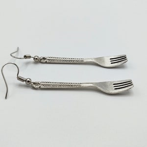 Fun Cutlery Earrings Silver Fork Jewelry, Unique Kitchenware Gift, Statement Earrings image 3