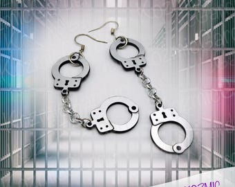 Silver Handcuff Chain Earrings for Rule-Breakers