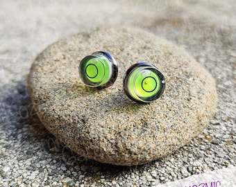 Yellow Bubble Level Stud Earrings - Unique Hardware Liquid Earrings