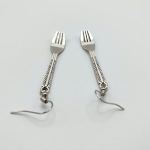 Fun Cutlery Earrings Silver Fork Jewelry, Unique Kitchenware Gift, Statement Earrings image 6