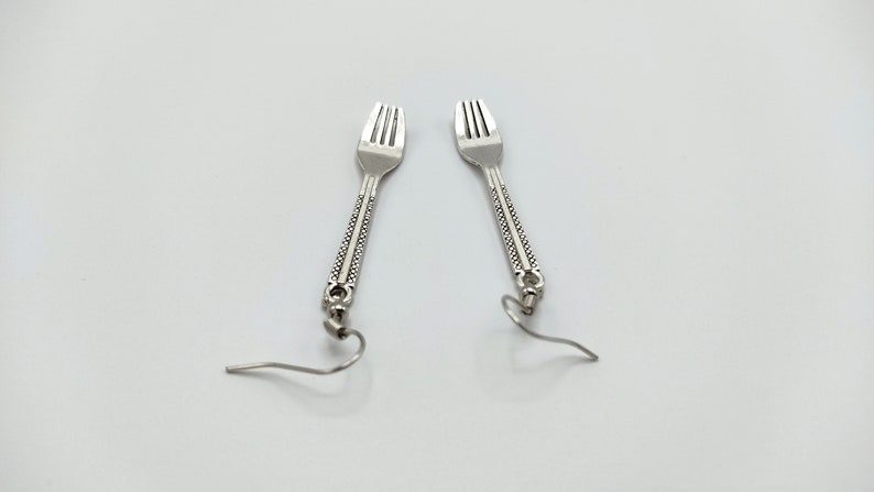 Fun Cutlery Earrings Silver Fork Jewelry, Unique Kitchenware Gift, Statement Earrings image 6