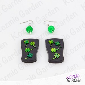 Guinness Beer Earrings – Shamrock Clover St Patrick's Day Jewelry image 9