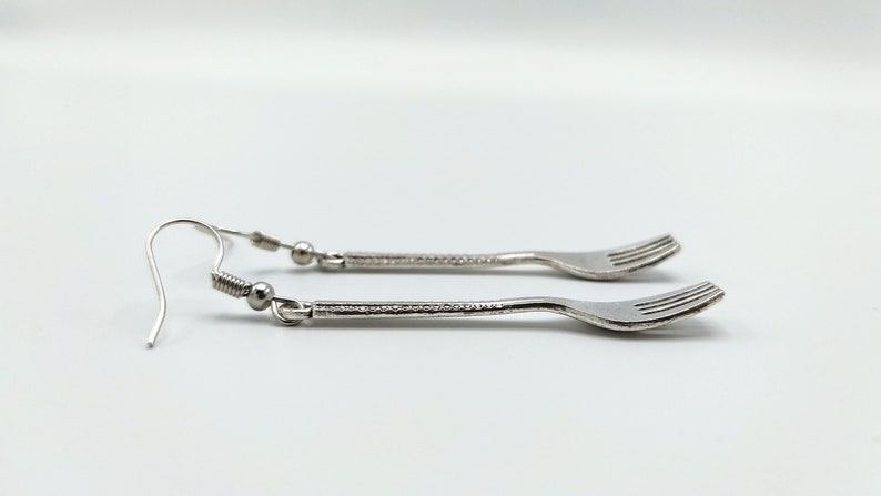Fun Cutlery Earrings Silver Fork Jewelry, Unique Kitchenware Gift, Statement Earrings image 5